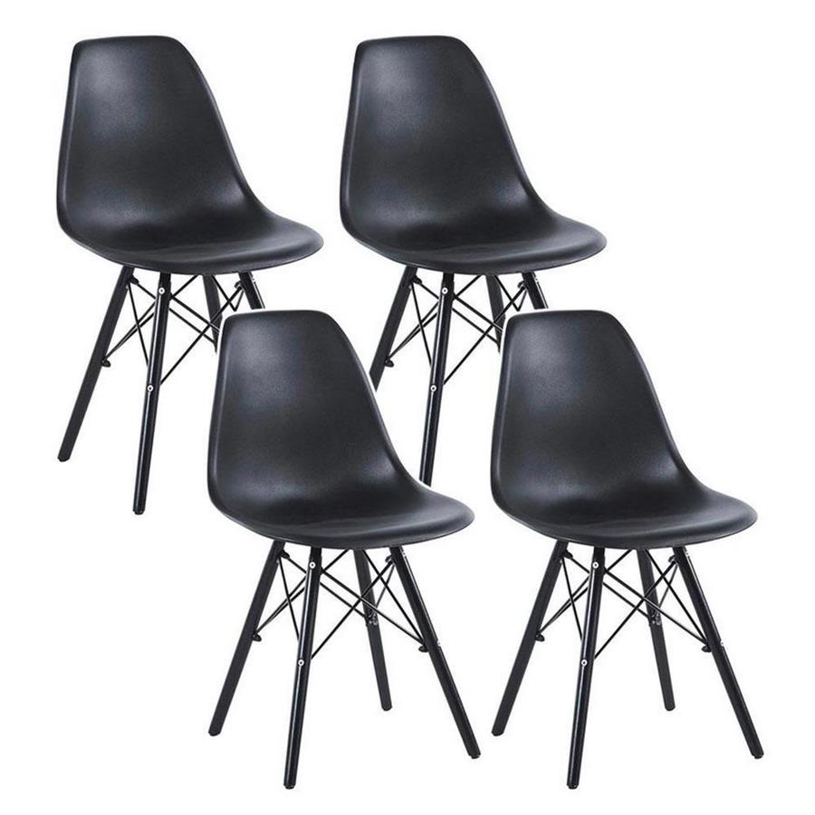 Sedia moderna  total black in polipropilene e legno Ester