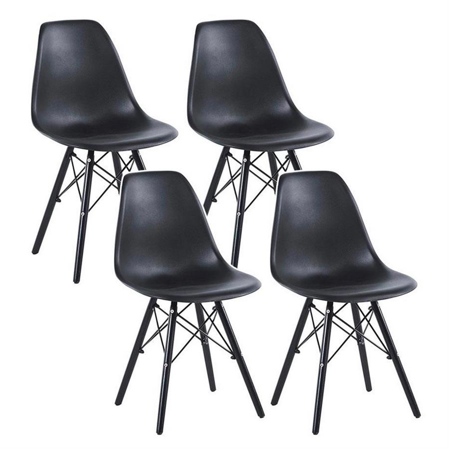 Sedia moderna total black in polipropilene e legno Ester