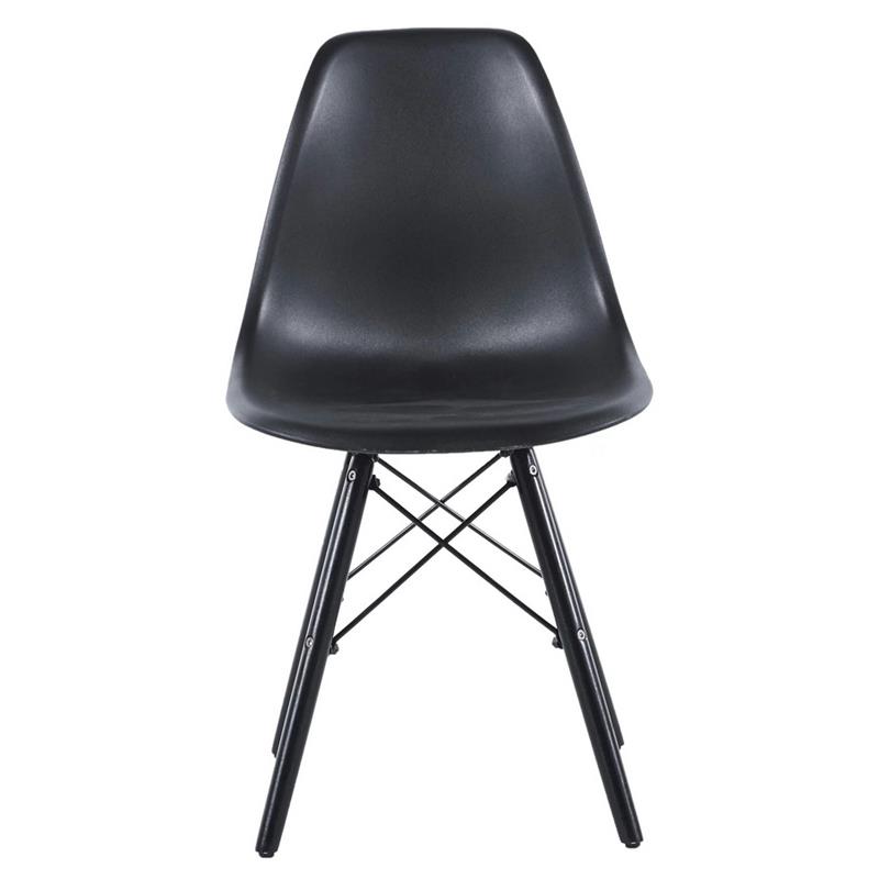 Sedia moderna total black in polipropilene e legno Ester