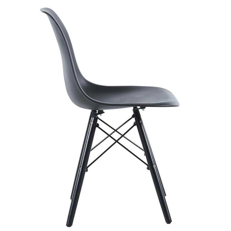 Sedia moderna total black in polipropilene e legno Ester