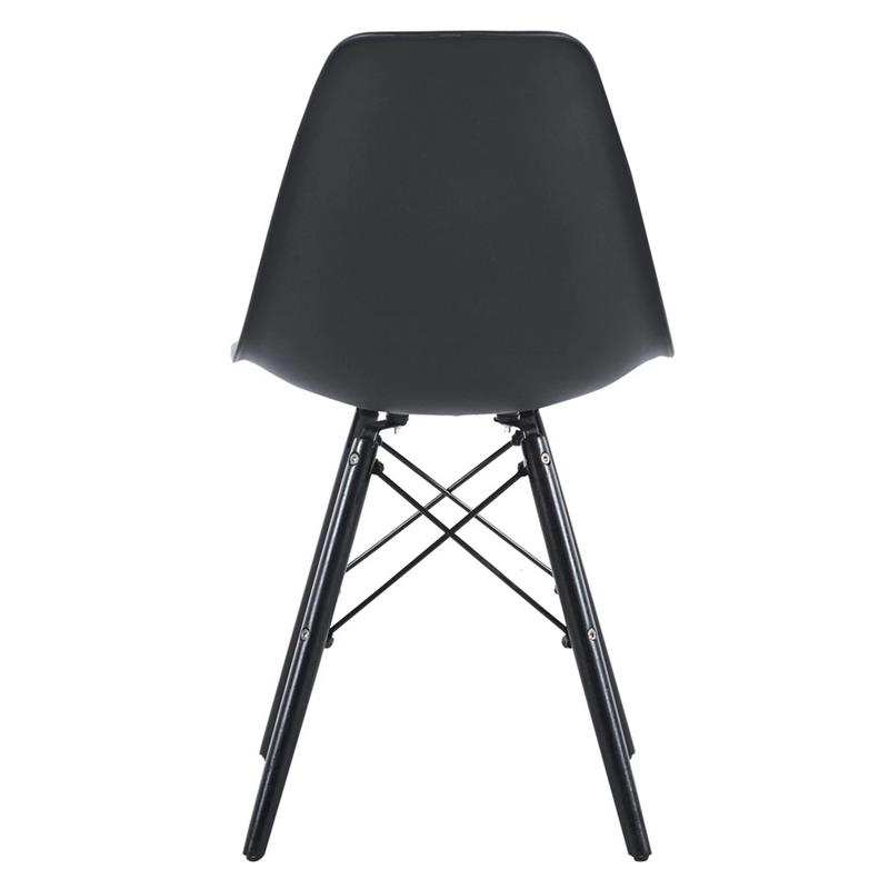 Sedia moderna total black in polipropilene e legno Ester