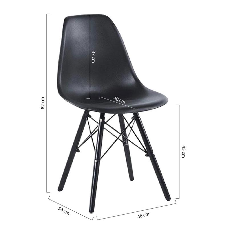 Sedia moderna total black in polipropilene e legno Ester