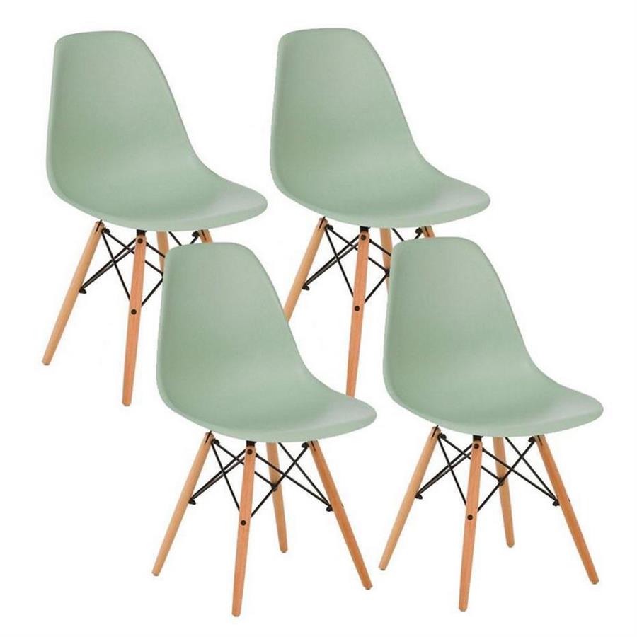 Sedia moderna verde in polipropilene e legno Ester