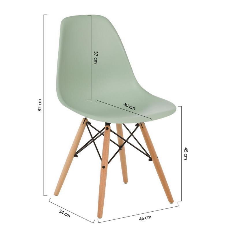 Sedia moderna  verdi in polipropilene e legno Ester