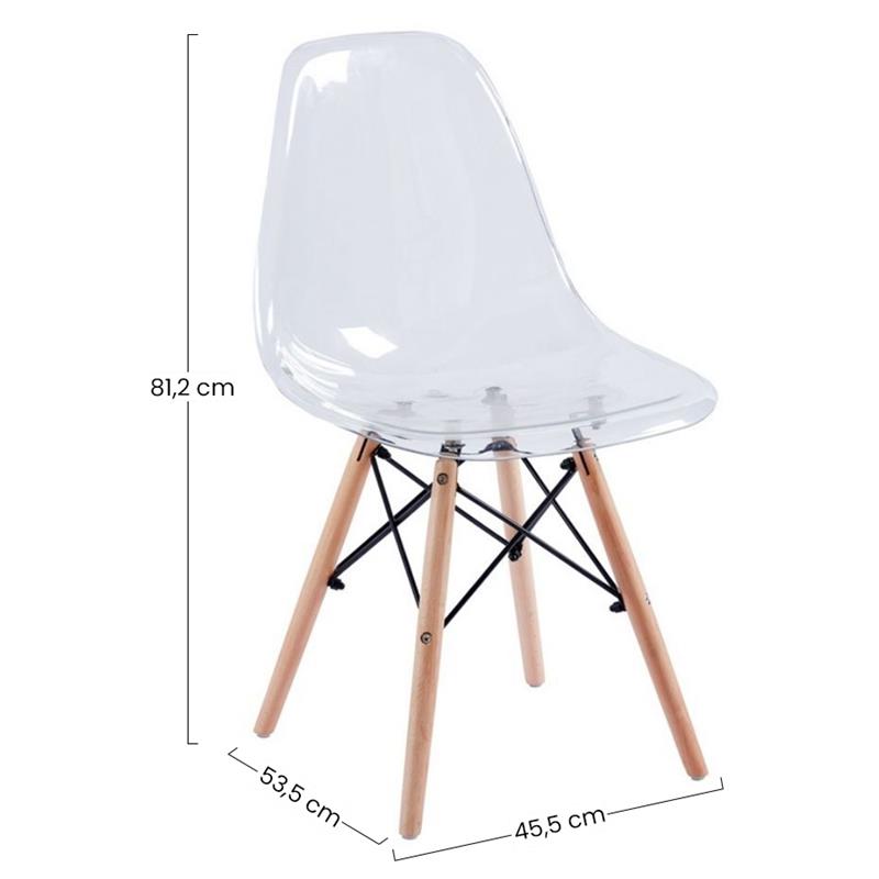 Sedia trasparente in polipropilene e legno Betty