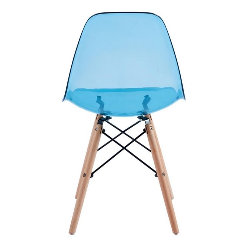 Sedia trasparente blu in polipropilene e legno Betty