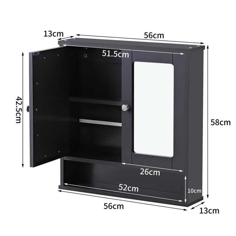 Mobiletto da bagno pensile grigio con specchio e 2 ante Joyce