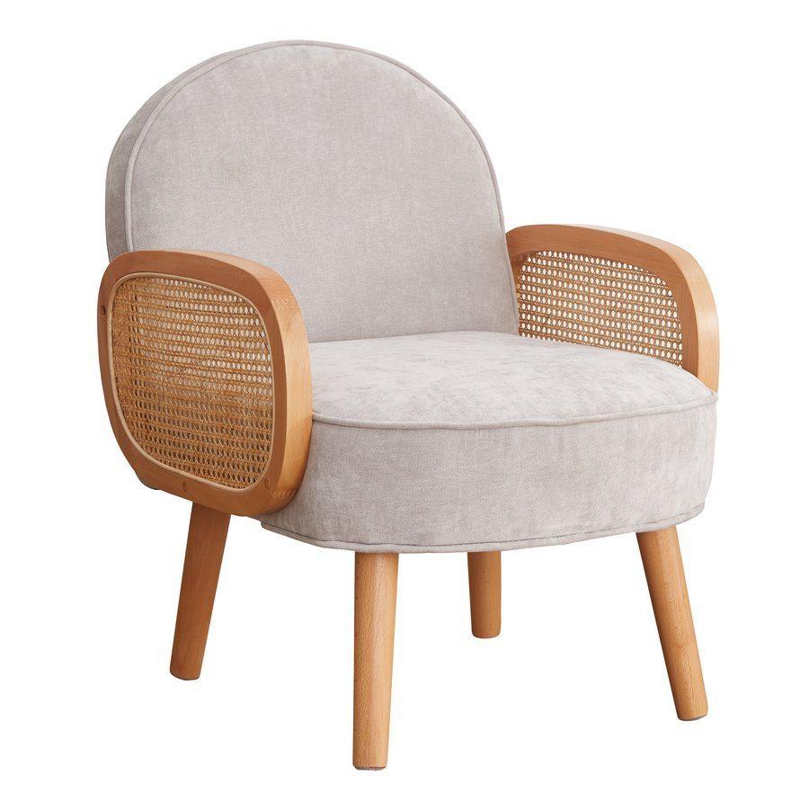 Poltroncina grigio chiaro in polipropilene e legno senta Doris