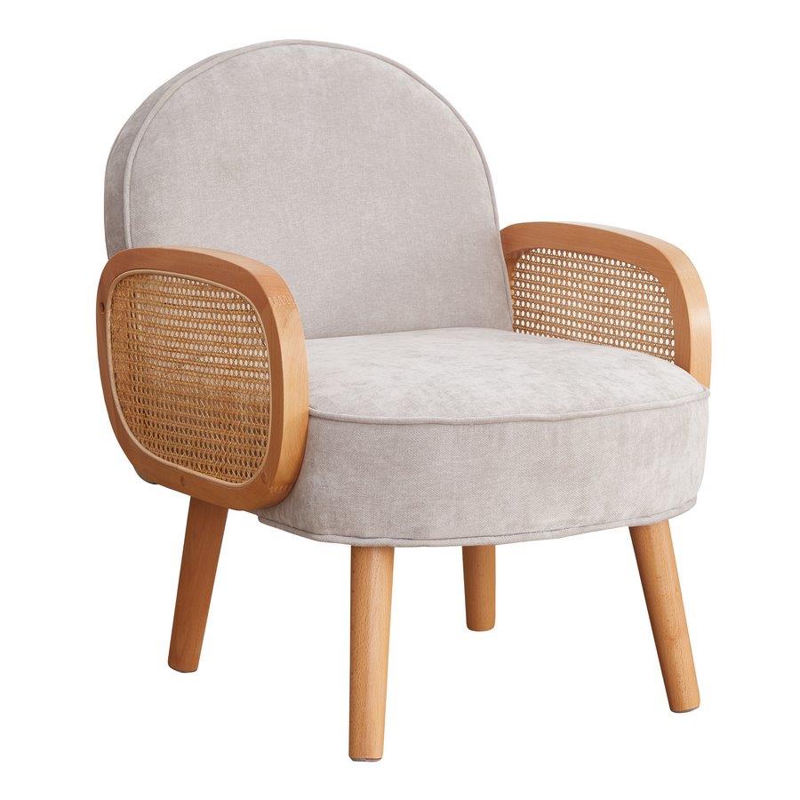 Poltroncina grigio chiaro in polipropilene e legno senta Doris