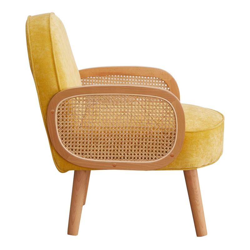Poltroncina gialla in polipropilene e legno senta Doris