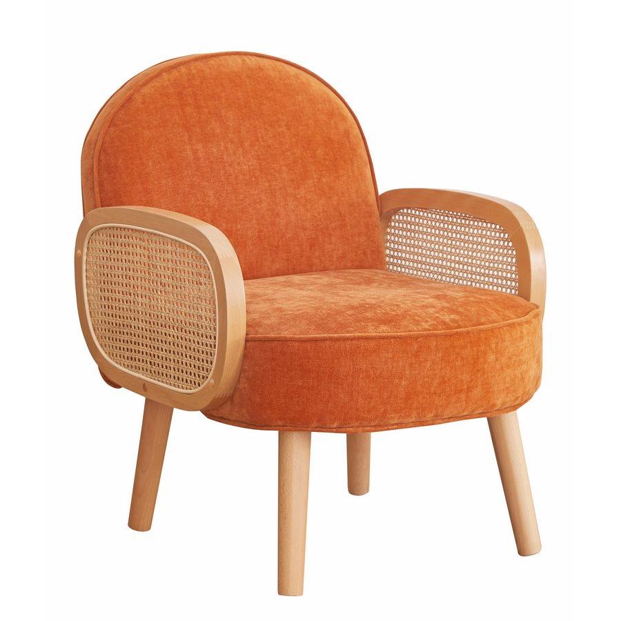 Poltroncina arancio in polipropilene e legno senta Doris