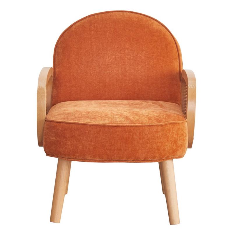 Poltroncina arancio in polipropilene e legno senta Doris
