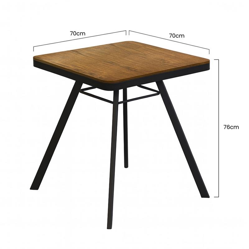 Tavolo quadrato da pranzo industrial in metallo e legno 70x70x76 cm Austin