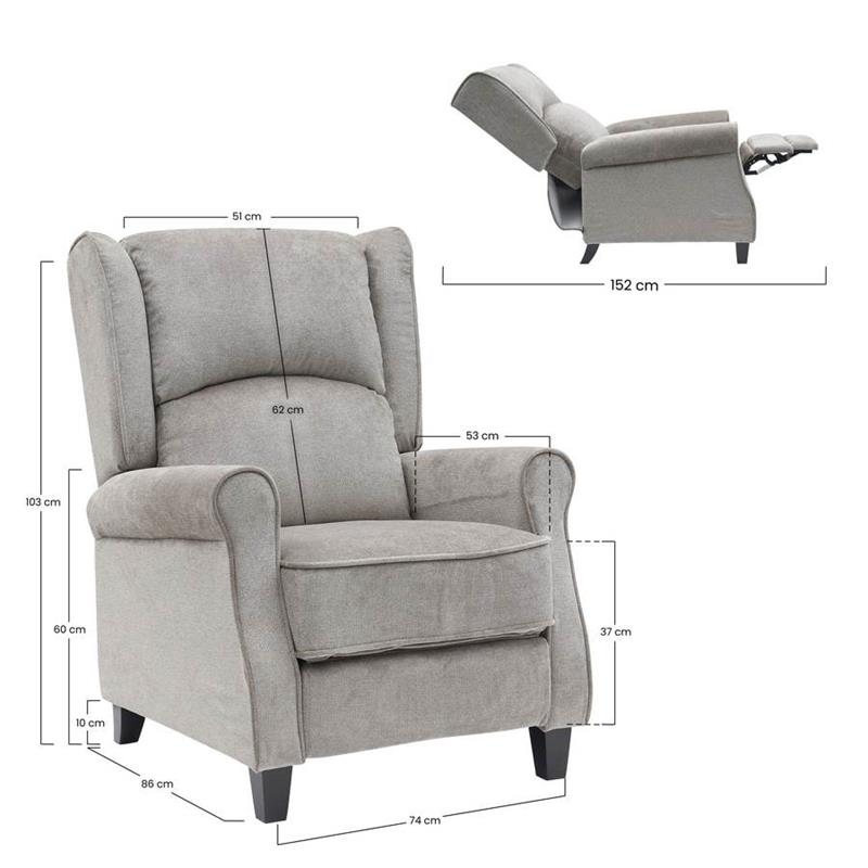 Poltrona relax push back tortora in ecopelle Lux