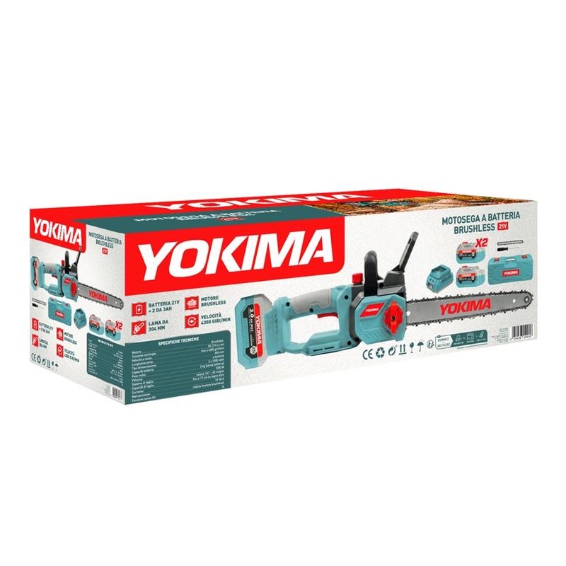 Motosega brushless 21V 2 batterie 3Ah lama 304 mm