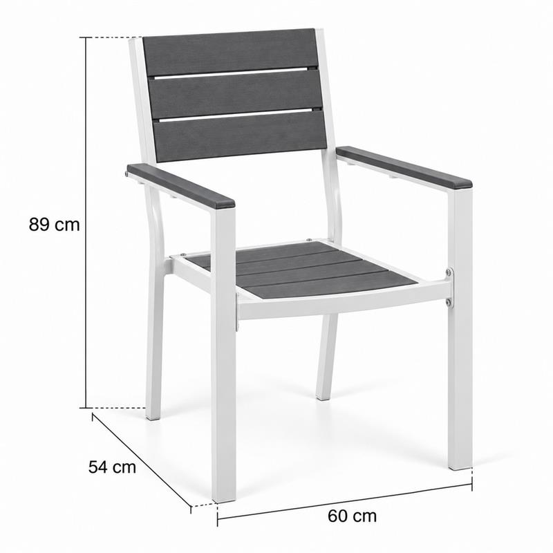 Sedia da giardino in HDPE e metallo Bianco/Grigio - Andy