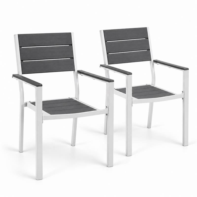 Sedia da giardino in HDPE e metallo Bianco/Grigio - Andy