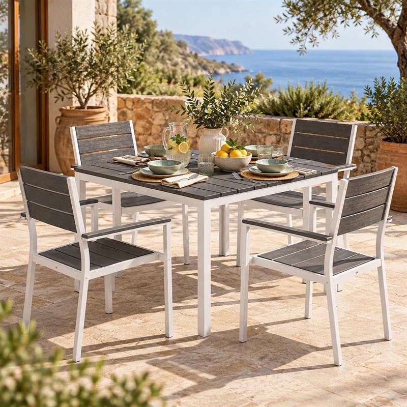 Sedia da giardino in HDPE e metallo Bianco/Grigio - Andy