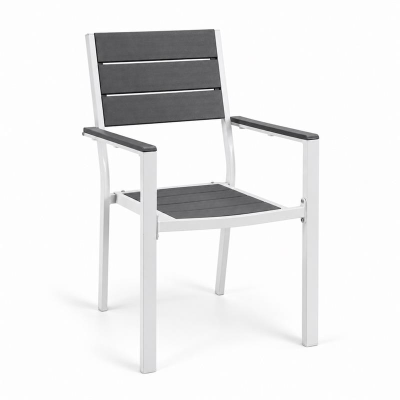 Sedia da giardino in HDPE e metallo Bianco/Grigio - Andy