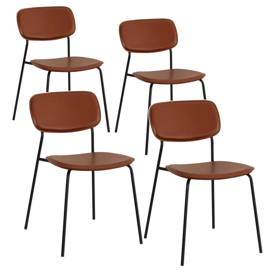 Sedia in ecopelle color mattone per cucina - Hani