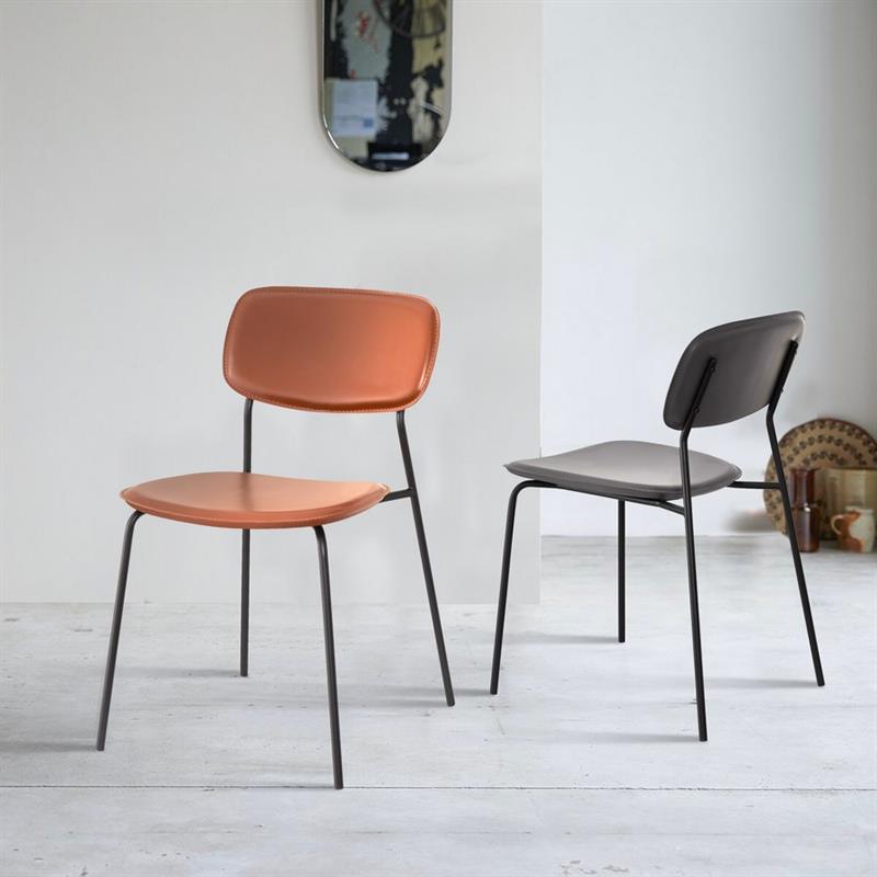 Sedia in ecopelle color mattone per cucina - Hani
