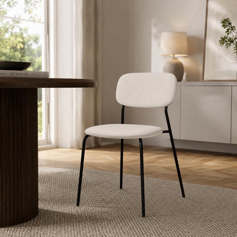 Sedia moderna in tessuto beige per cucina e soggiorno - Hani