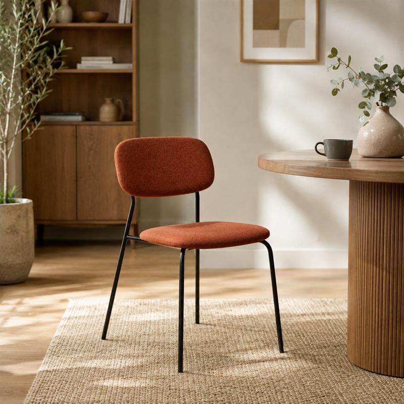 Sedia moderna in tessuto terracotta per cucina e soggiorno - Hani