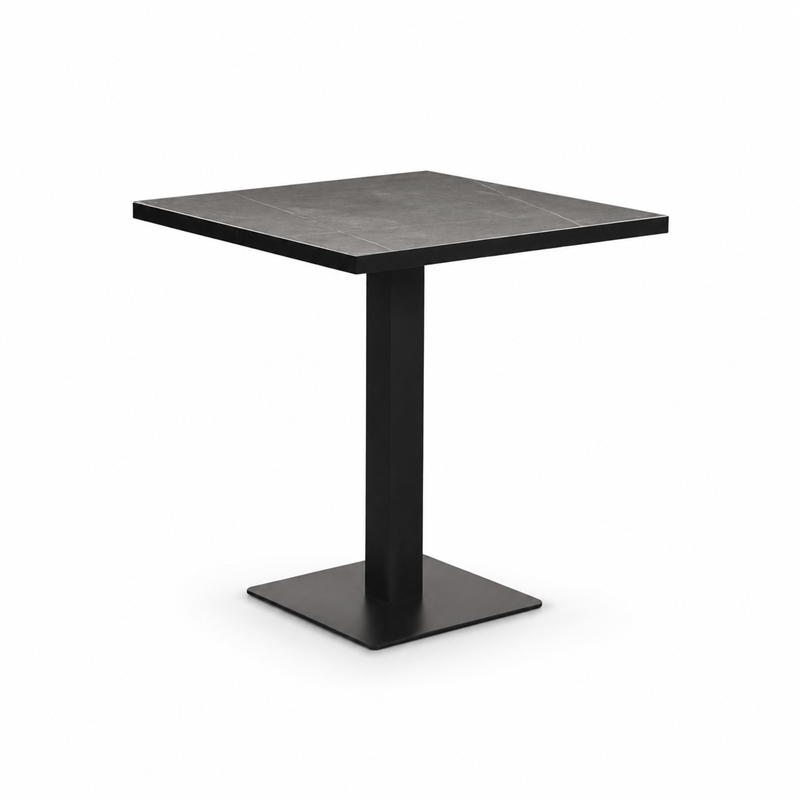 Tavolo da cucina nero con piano in ceramica grigio 70x70x74 cm - Jago