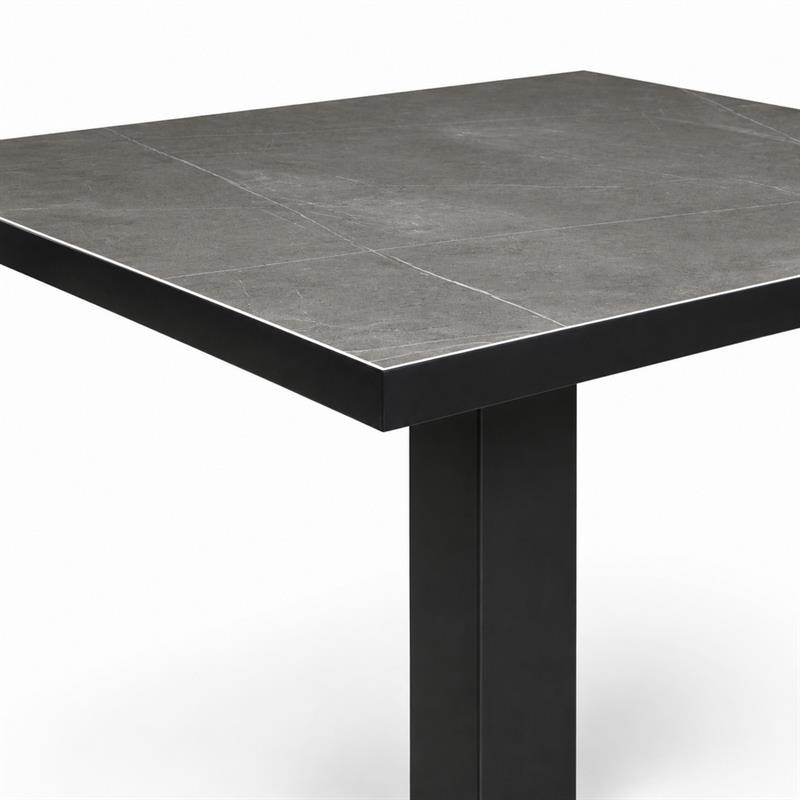 Tavolo da cucina nero con piano in ceramica grigio 70x70x74 cm - Jago