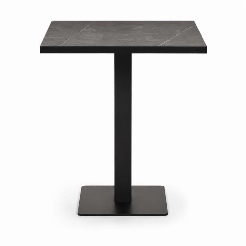 Tavolo da cucina nero con piano in ceramica grigio 70x70x74 cm - Jago